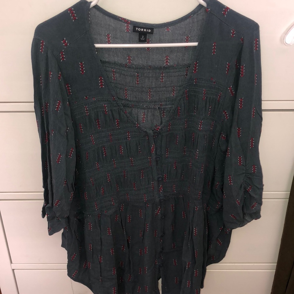 Red and blue print Blouse